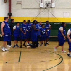 A group of participants on the court.