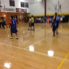 Participants on the court mid game.