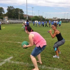 A participant getting ready to throw a ball.