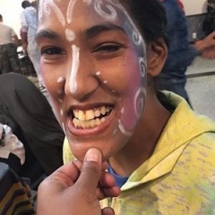 A participant painted her face for Halloween.