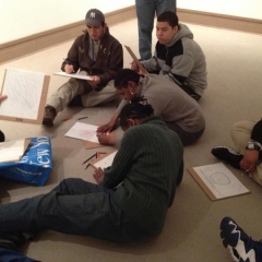 Participating in an art session at The MET.