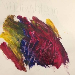 An abstract painting by one of the participants.