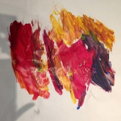 An abstract painting by one of the participants.