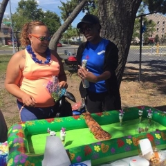 Staff preparing deserts.