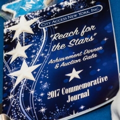 2017 Gala Journal.  ID:  White stars on a blue background.  The cover reads: "Reach for the Starts Achievement Dinner & Auction Gala 2017 Commemorative Journal".