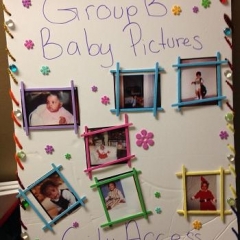 Artwork with participant baby pictures.