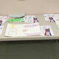 A table displaying winning submissions and reward ribbons.