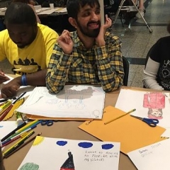 A participant smiling.