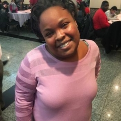 A participant at a Valentine's Day party.