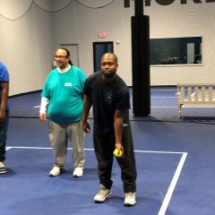 Participant is determined and focused to throw to his partner on target.